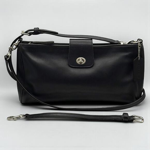 Vintage COACH 9818 East West Penelope Black Leather Nickel Crossbody Costa Rica - Picture 1 of 16